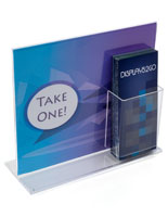 Clear Sign Holder with Brochure Holder