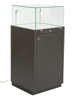Pedestal Display Case with Sliding Drawer Exhibit Pedestal Display Case