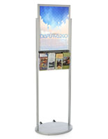 18 x 24 Silver Mobile Poster Stand with 4 Leaflet Pockets with Oval Base