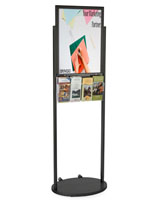 Black 18 x 24 Wheeled Poster Display with 8 Pamphlet Pockets with Welded Skirt 