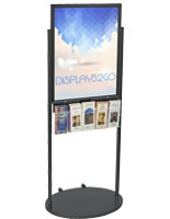 Black 22 x 28 Mobile Poster Display with 10 Literature Pockets, Powder Coat Finish