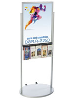 Silver 22 x 28 Mobile Poster Display with 10 Information Pockets, Powder Coat Finish