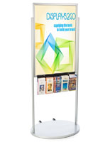 Silver 24 x 36 Moveable Poster Stand with 5 Literature Pockets with Top Insert