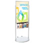 Silver 24 x 36 Moveable Poster Stand with 5 Literature Pockets for Supermarket Vestibules Silver 24 x 36 Moveable Poster Stand with 5 Literature Pockets with PVC Inserts