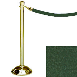 Crowd Control Post 37" Traditional Polished Brass with Hunter Green Velour Rope Crowd Control Post