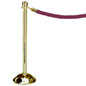 Crowd Control Post 37" Traditional Polished Brass with Maroon Velour Rope Crowd Control Post