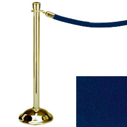 Crowd Control Post 37" Traditional Polished Brass with Royal Blue Velour Rope Crowd Control Post