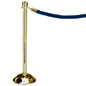 Crowd Control Post 37" Traditional Polished Brass with Royal Blue Velour Rope Crowd Control Post