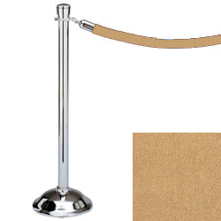 Crowd Control Post 37" Traditional Polished Chrome with Beige Velour Rope Crowd Control Post