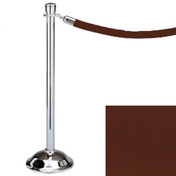 Crowd Control Post 37" Traditional Polished Chrome with Brown Velour Rope Crowd Control Post