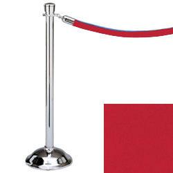 Crowd Control Post Traditional Polished Chrome with Bright Red Velour Rope Crowd Control Post
