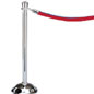Crowd Control Post Traditional Polished Chrome with Bright Red Velour Rope Crowd Control Post