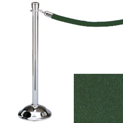 Crowd Control Post 37" Traditional Polished Chrome with 6 ft Hunter Green Velour Rope Crowd Control Post