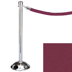 Crowd Control Post 37" Traditional Polished Chrome with Maroon Velour Rope Crowd Control Post