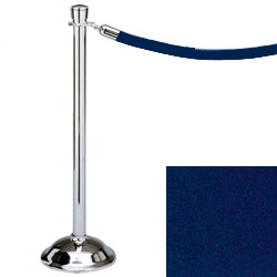 Crowd Control Post 37" Traditional Polished Chrome with Royal Blue Velour Rope Crowd Control Post