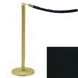 Crowd Control Post 34" Traditional Polished Brass with Black Velour Rope Crowd Control Post