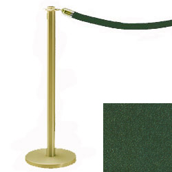 Crowd Control Post 34" Traditional Polished Brass with Hunter Green Velour Rope Crowd Control Post