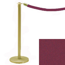 Crowd Control Post 34" Traditional Polished Brass with Maroon Velour Rope Crowd Control Post