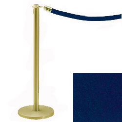 Crowd Control Post 34" Traditional Polished Brass with Royal Blue Velour Rope Crowd Control Post