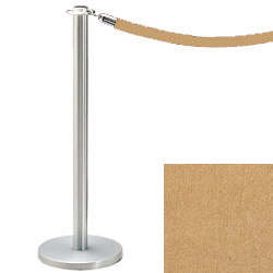 Crowd Control Post 34" Traditional Polished Chrome with Beige Velour Rope Crowd Control Post