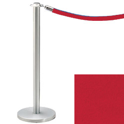 Crowd Control Post 34" Traditional Polished Chrome with Bright Red Velour Rope Crowd Control Post