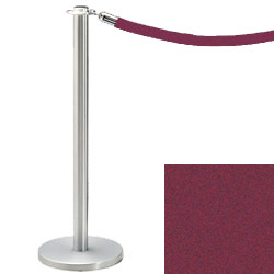 Crowd Control Post 34" Traditional Polished Chrome with Maroon Velour Rope Crowd Control Post