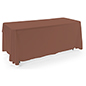 This Brown 3-sided Event Table Cloth Has Added Safety Due to the Flame Retardant Polyester Material Brown 3-sided event table cloth with flame retardant polyester