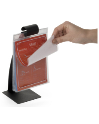 Menu Holder Flip Stand for Drink Specials Stainless steel curved menu holder flip stand