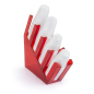 Countertop Cup Dispenser Organizes Coffee Shop Essentials Red acrylic countertop cup dispenser with four compartments
