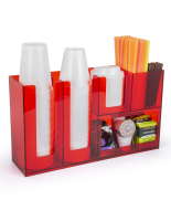 Coffee Bar Condiment Organizer with Open Top for Easy Restocking 6 compartment acrylic coffee bar condiment organizer
