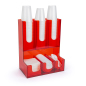 Coffee Bar Organizer with Open Top Design Allows for Easy Restocking Two tiered red acrylic coffee bar organizer
