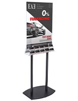 Double-Sided Poster Stand with Business Card Slots on 2 Racks