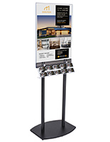 Black Poster Stand with Business Card Rack Made of Acrylic