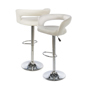 White Leather Bar Stool Adjusts From Table to Bar Height White Leather Bar Stool Made with Faux-Leather