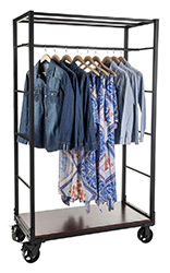 Feature clothes on vintage style boutique apparel racks for a hip, bohemian retail display Boutique clothing display rack