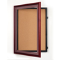 Public Bulletin Boards: 36" x 48" Mahogany Finish, Swinging Frame public bulletin boards