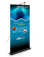 Economy Banner Stand, Retractable: 39" Wide Black with Light economy banner stand