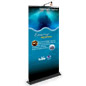 Economy Banner Stand, Retractable: 39" Wide Black with Light Economy Banner Stand