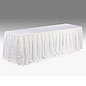 Pleated Table Skirts Utilize Hook & Loop Fasteners To Attach to Clips pleated table skirts