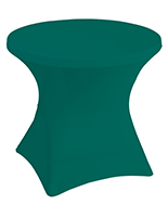 These Dark Green Stretch Polyester Tablecloths Are Perfect for Corporate Events Stretch polyester tablecloths with fitted design