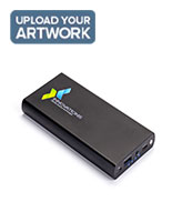 Black high capacity logo power bank for backup battery charge