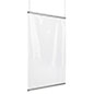 Easily Mount This Clear Vinyl Hanging Shield Above Cash Registers in Markets Clear vinyl hanging shield divider with silver snap rails
