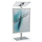 Oblique View of Silver Economy Lectern with Poster Frame Silver Economy Lectern with Poster Frame and Snap Open Insert