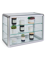 Tempered Glass Countertop Showcase with Aluminum Frame