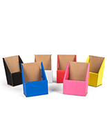 Multi colored cardboard brochure holders