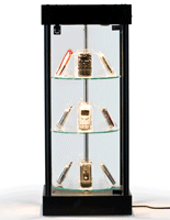 Spinning Glass Display Cases With Halogen Top Lights Spinning Glass Display Cases