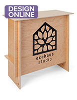 Custom-printed wooden display counter with full color printing