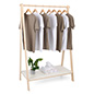 Eco-Friendly Wooden Clothes Rack with Wooden Shelf, Collapsible Design - Natural Wooden Clothing Rack with a Wide Base