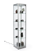 15.5-inch wide silver aluminum glass display tower