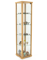 Glass Curio Cabinet Tower Display for Lobbies and Hallways 15.75-inch wide hornbeam glass curio cabinet tower display